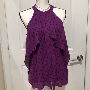 Worthington Womens Purple Sleeveless Halter-top Button Down Blouse NWT Size M
